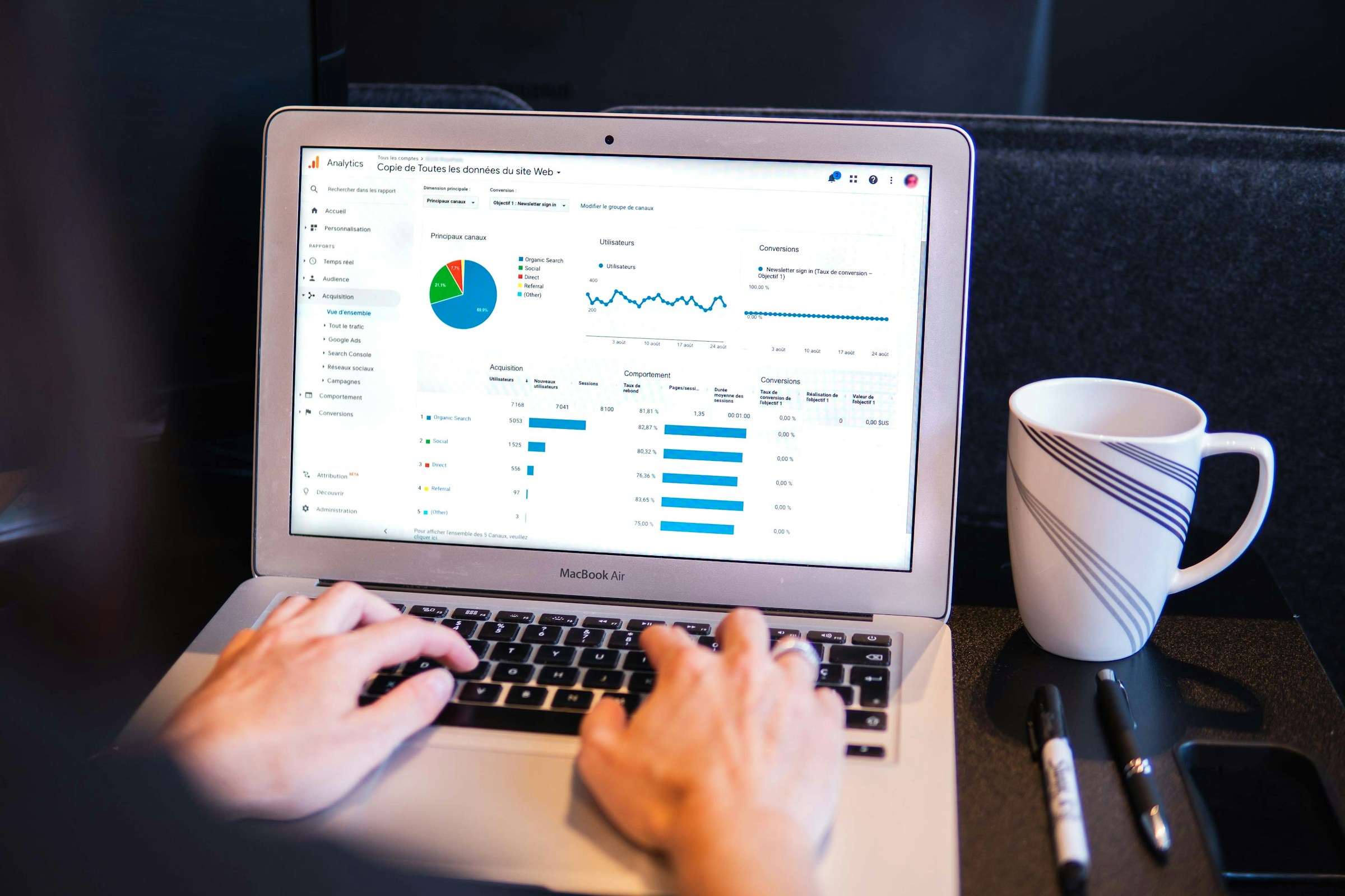 Professional working on analytics dashboard